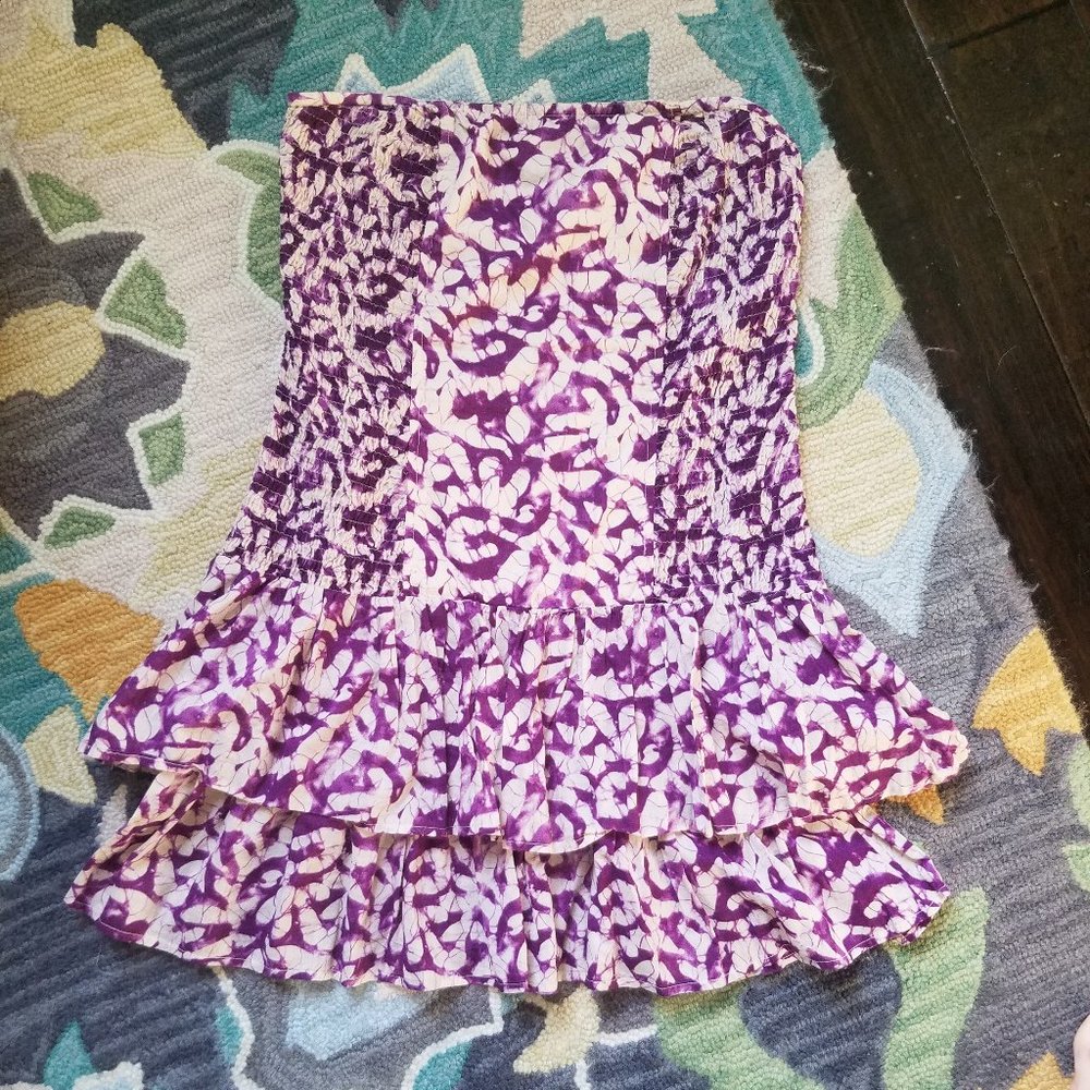 Strapless Ruffled Skirt Mini Dress